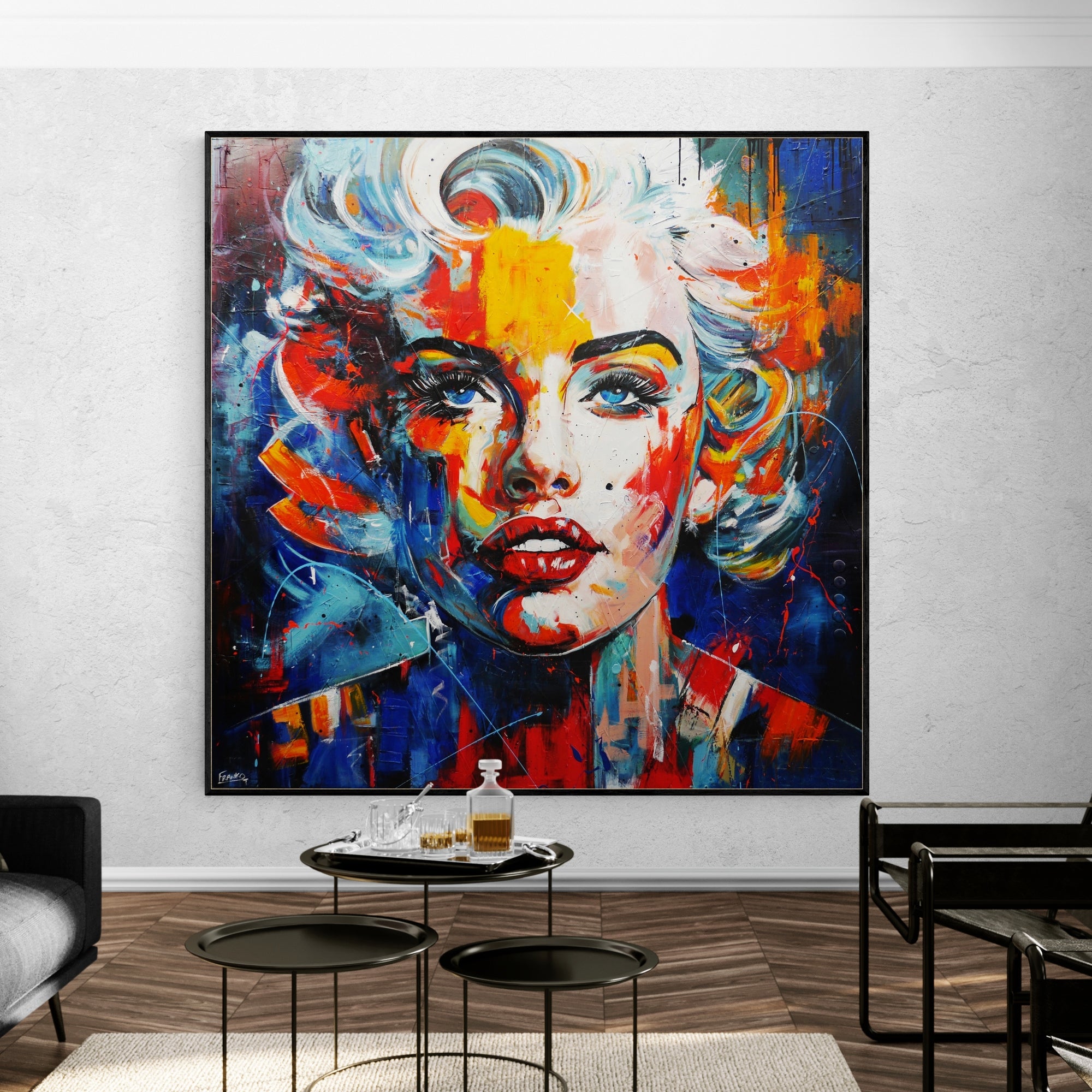 Madame 200cm x 200cm FRAMED Marilyn Monroe Abstract Realism Textured Painting
