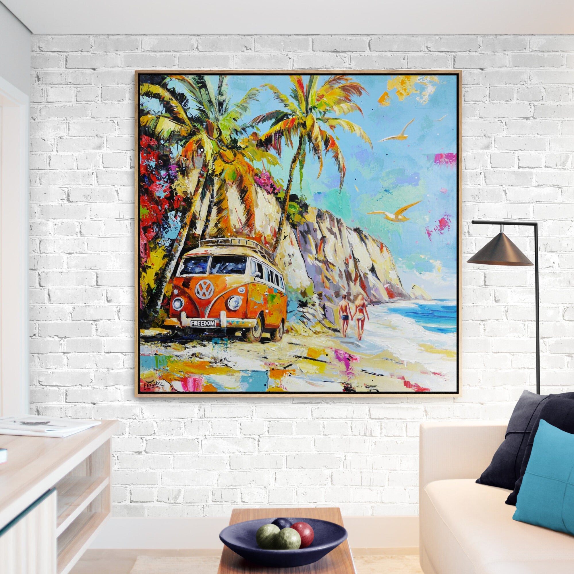 Freedom Beach 120cm x 120cm Abstract Realism Textured Framed Painting (SOLD)