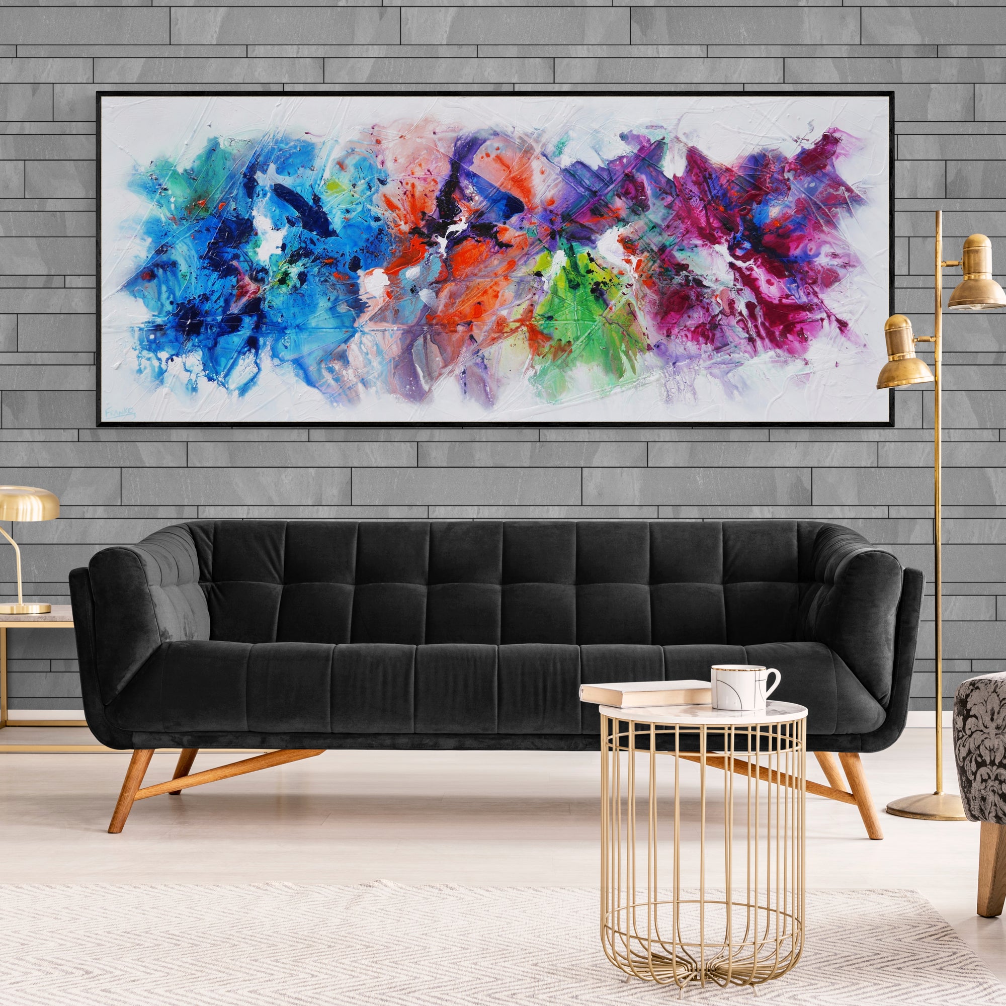 Magenta Bouquet 240cm x 100cm Colourful Textured Abstract Painting