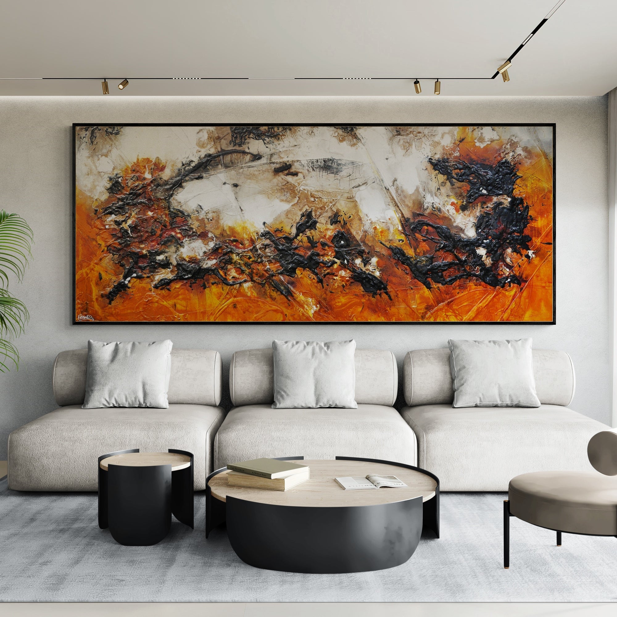 Craving Sienna 240cm x 100cm Textured Abstract Painting (SOLD)-Abstract-[Franko Artist]-[Cheryl]-[Wendy]-[Gabriela]-Franklin Art Studio