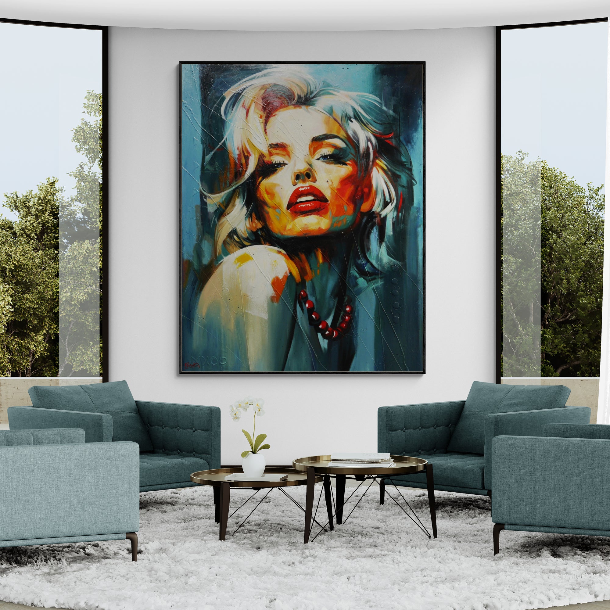 Evocative 140cm x 180cm Framed Marilyn Monroe Abstract Realism Textured Painting