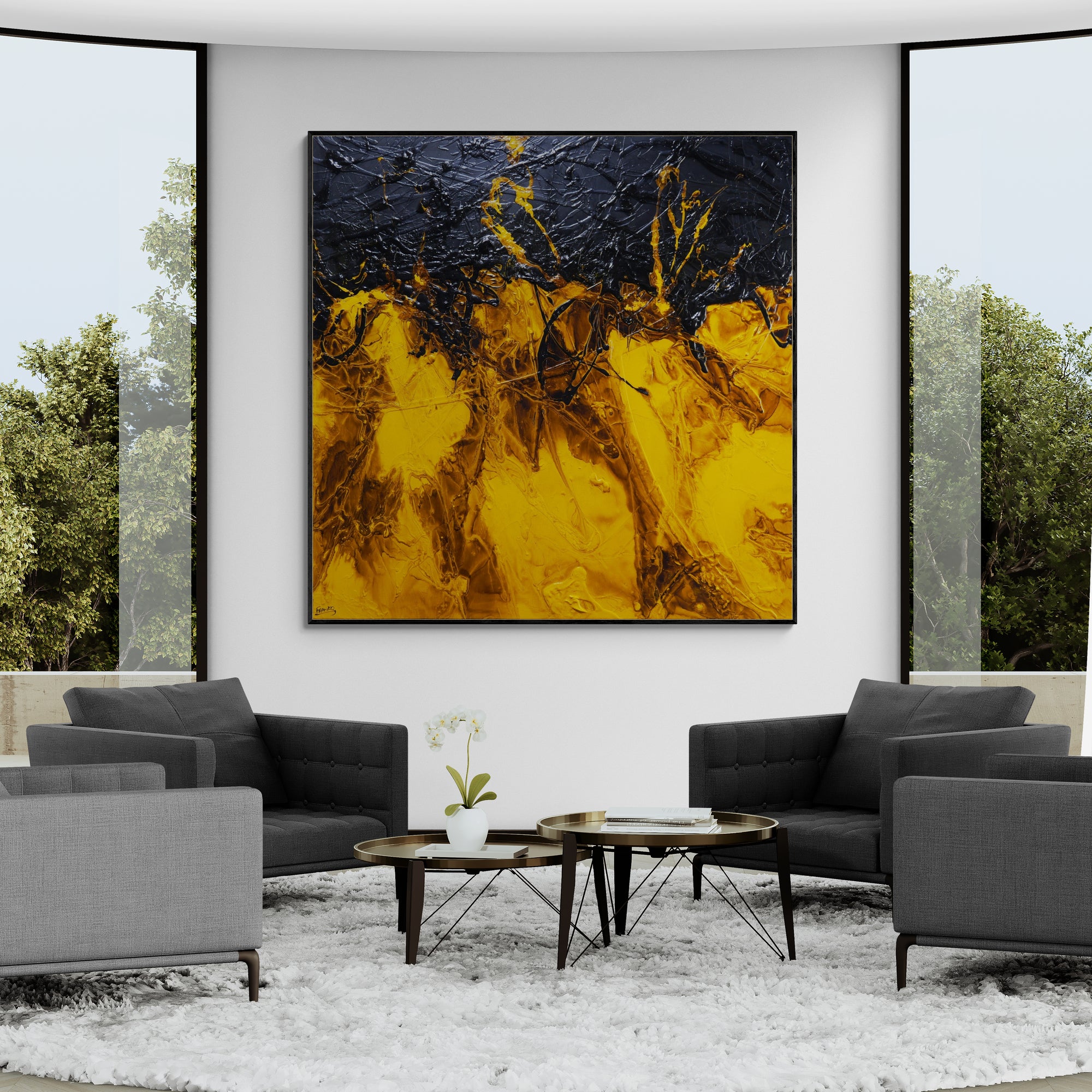 Blazing 180cm x 180cm Textured Abstract Painting