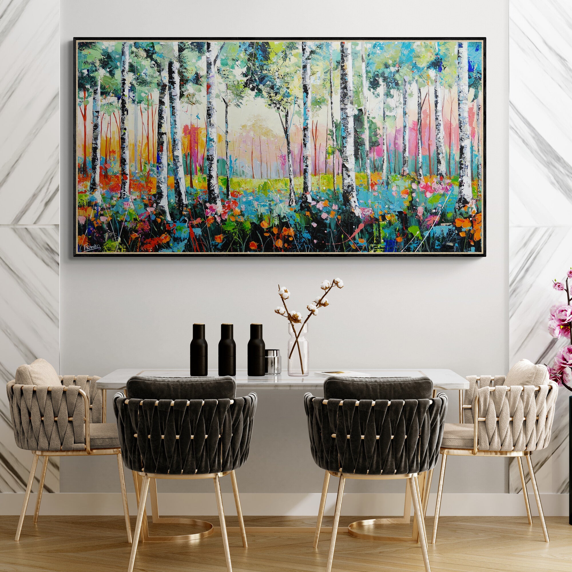 Silverwoods Forest 190cm x 100cm Framed Landscape Textured Abstract Painting (SOLD)