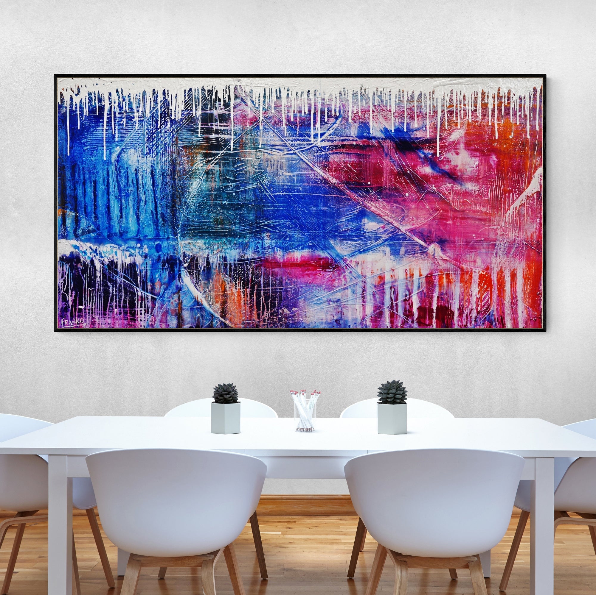 Grunge Riot 190cm x 100cm Colourful Textured Abstract Painting (SOLD)-Abstract-Franko-[huge]-[Australian]-[best Selling]-Franklin Art Studio