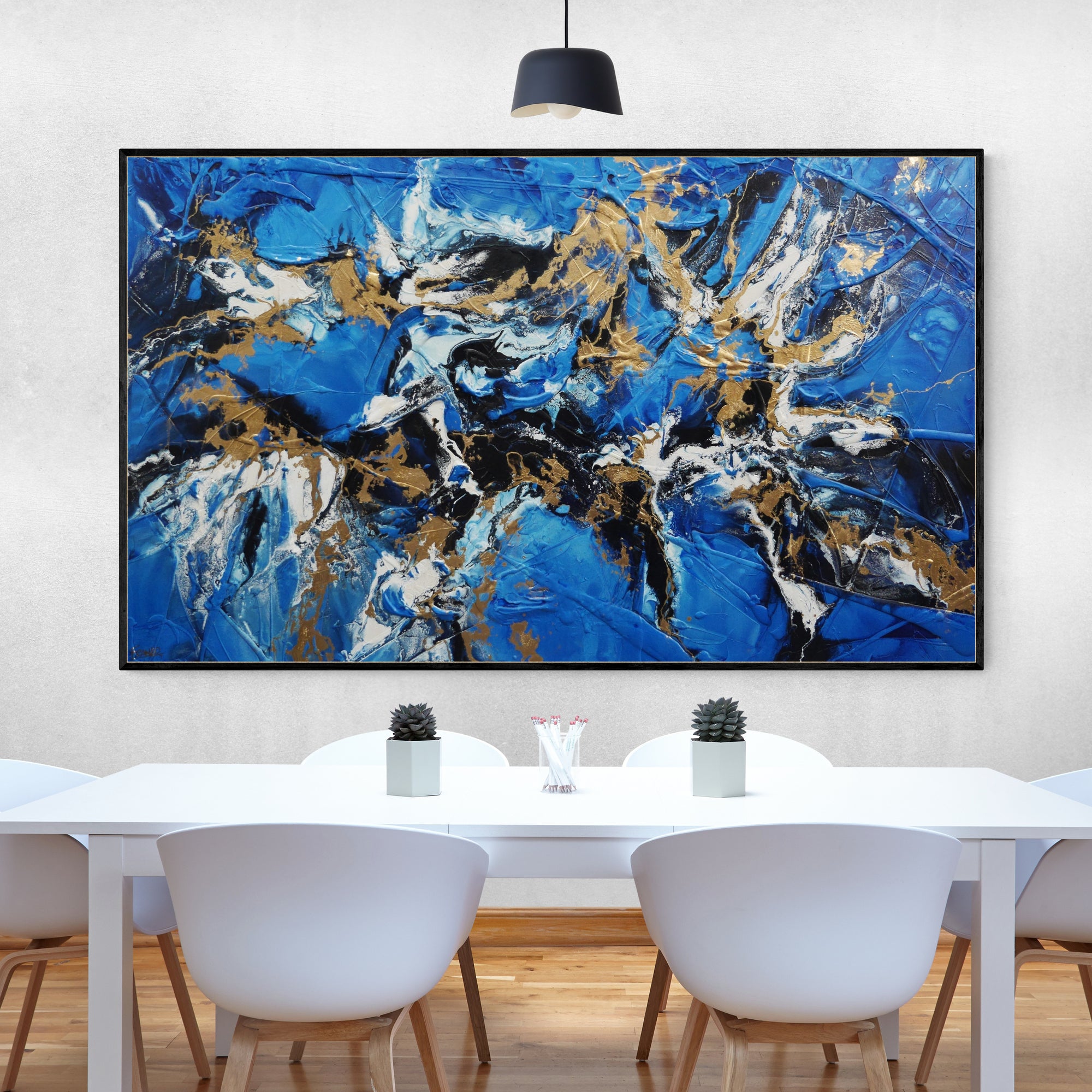 Sapphire Bling 200cm x 120cm Blue Bronze Textured Abstract Painting (SOLD)-Abstract-Franko-[huge]-[Australian]-[best Selling]-Franklin Art Studio