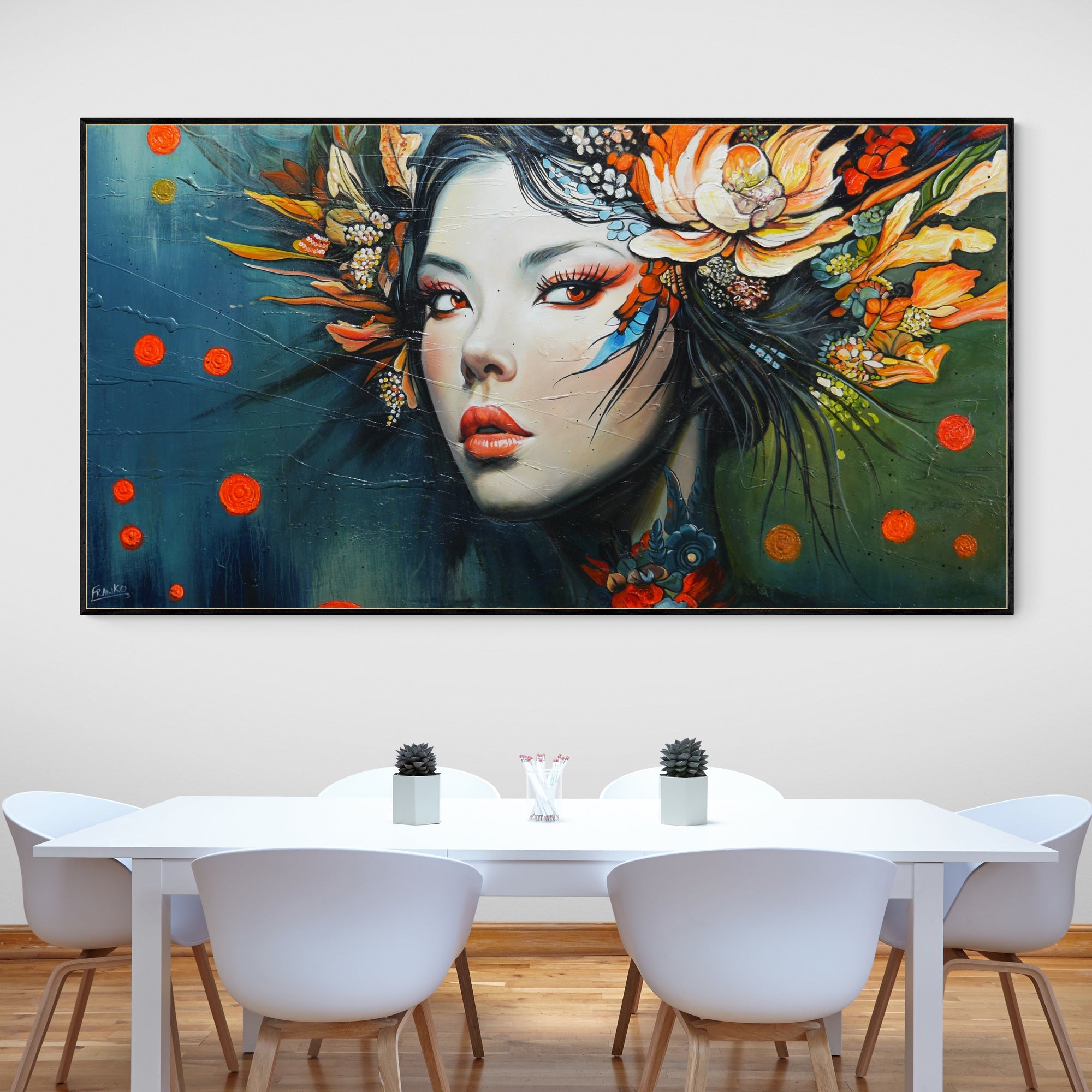 Ayaka 190cm x 100cm FRAMED Abstract Realism Textured Painting-people-[Franko_Artist]-[Australian_artist]-[Gold_Coast]-[Brisbane]-[modern]-[contemporary]-[original]-[Large_artwork]-[The_Block]-[Dream_Homes]-[ideas]-[Grand_Designs]-[Art_Lover]-Franklin Art Studio
