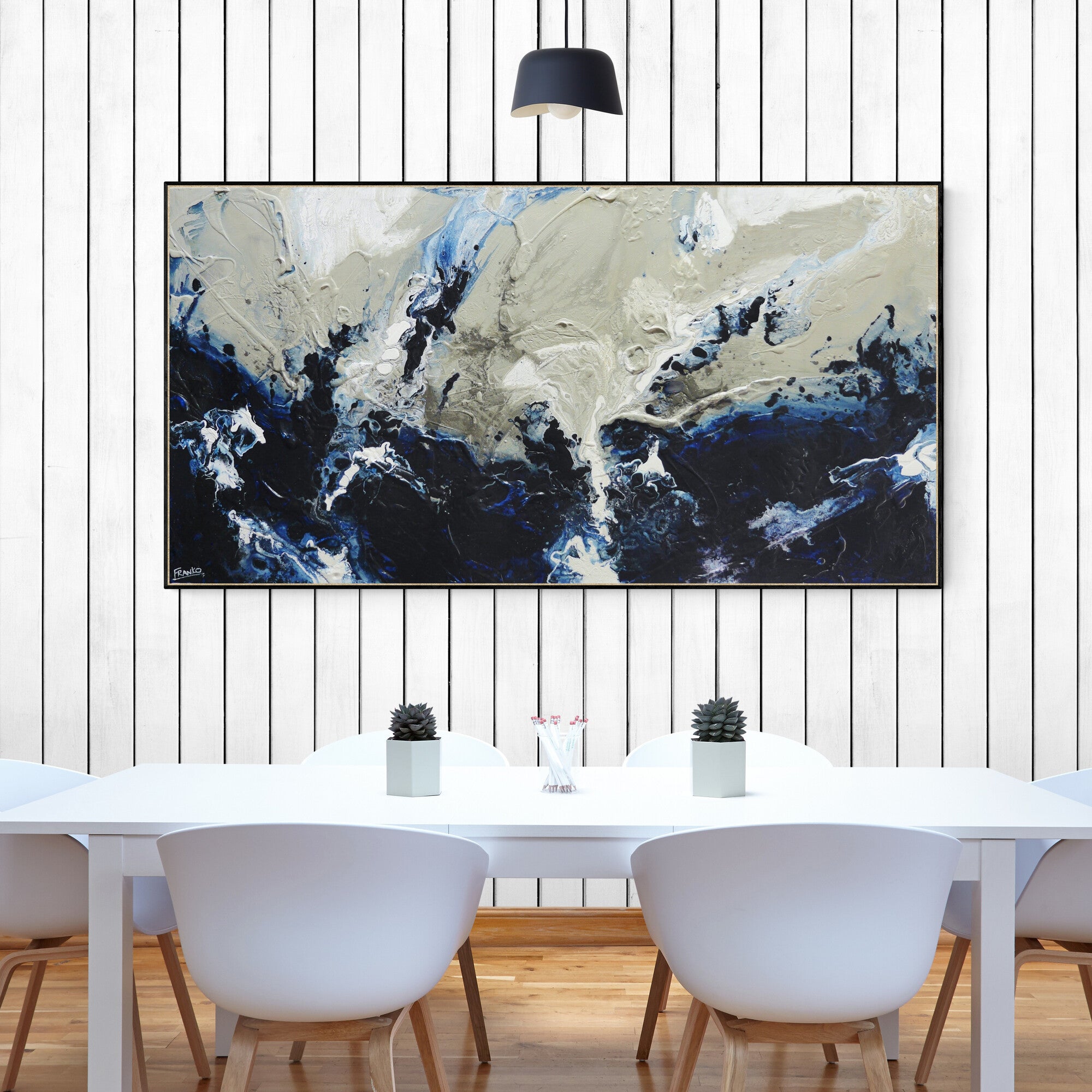 Deep Denim 190cm x 100cm Blue Textured Abstract Painting (SOLD)