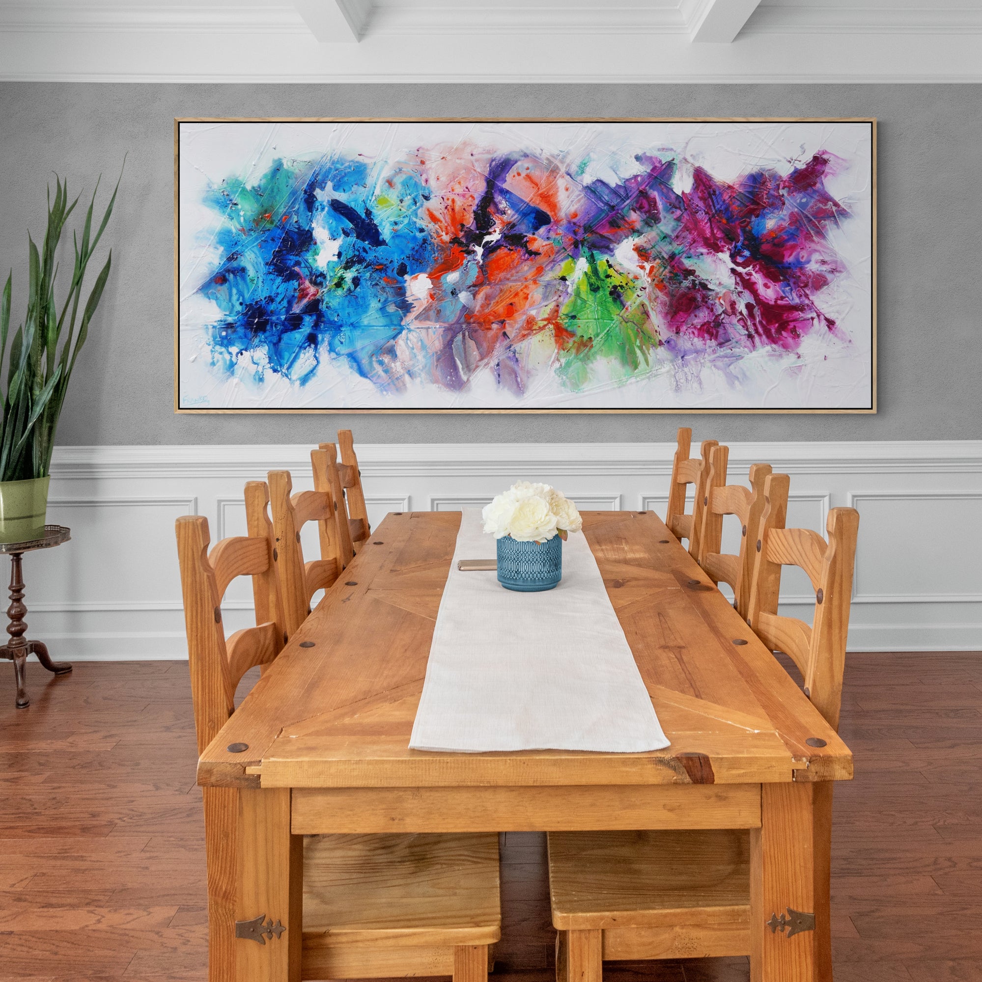 Magenta Bouquet 240cm x 100cm Colourful Textured Abstract Painting