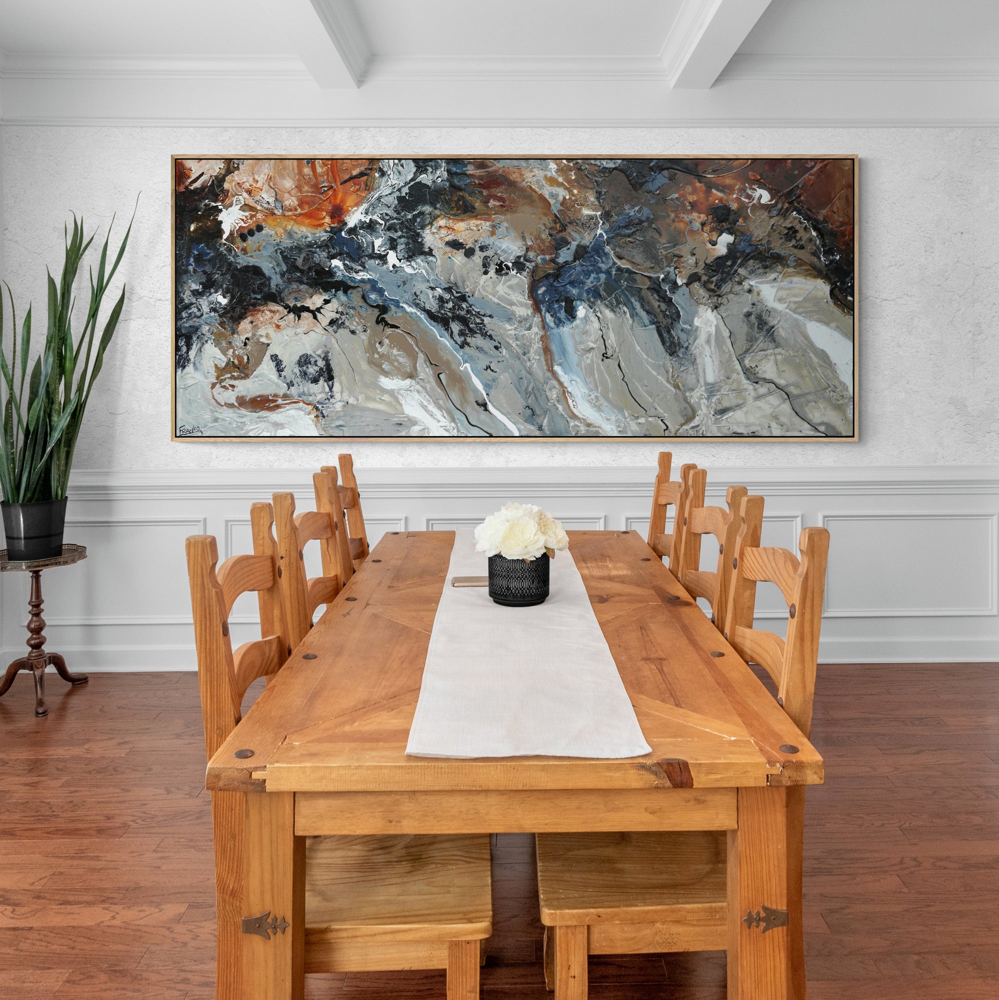 Rusted Denim 240cm x 100cm Textured Abstract Painting