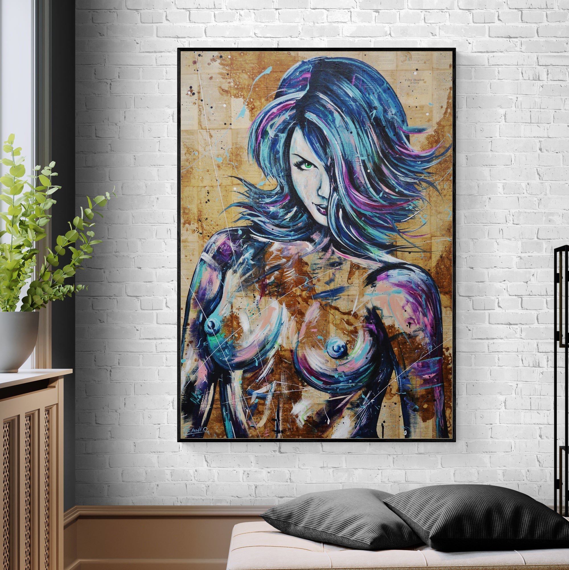 Sugar Vixen 140cm x 100cm Nude Abstract Realism Book Club Painting (SOLD)-book club-[Franko Artist]-[Cheryl]-[Wendy]-[Gabriela]-Franklin Art Studio