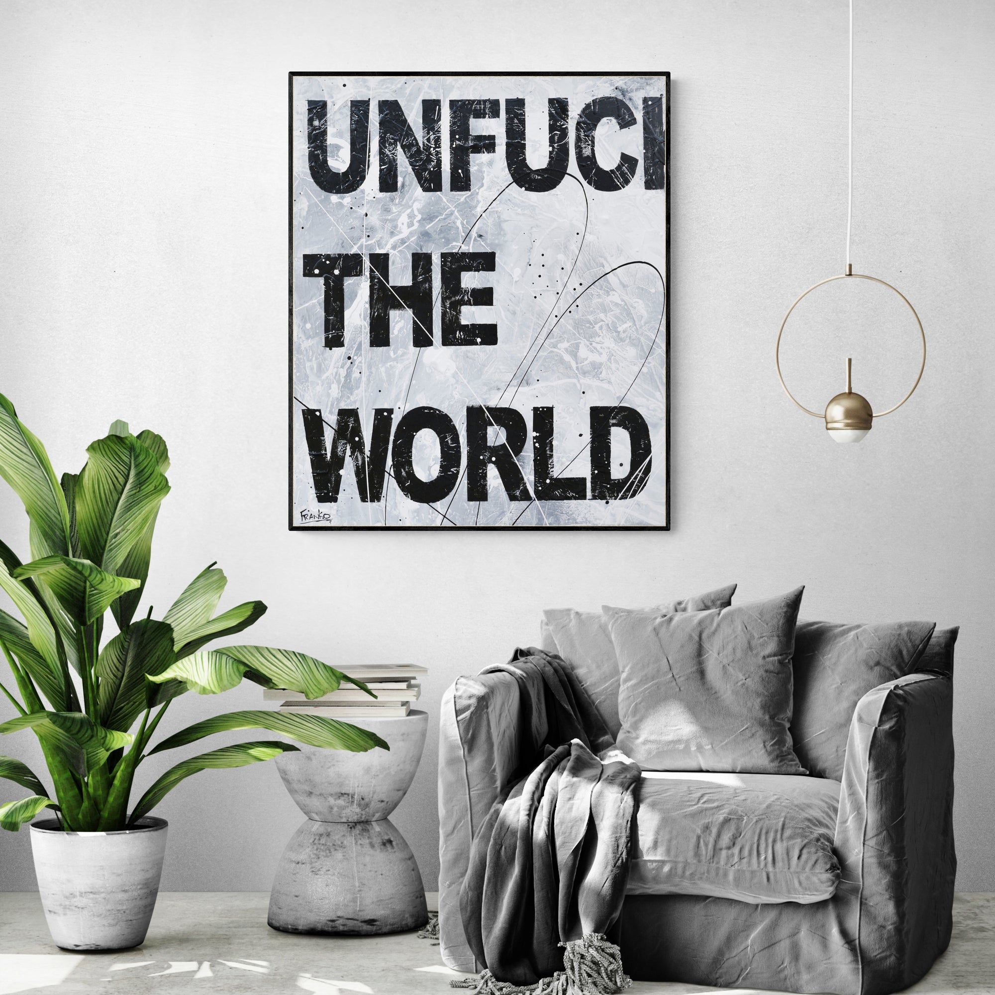 The World Over 60cm x 75cm Textured Urban Pop Art Painting
