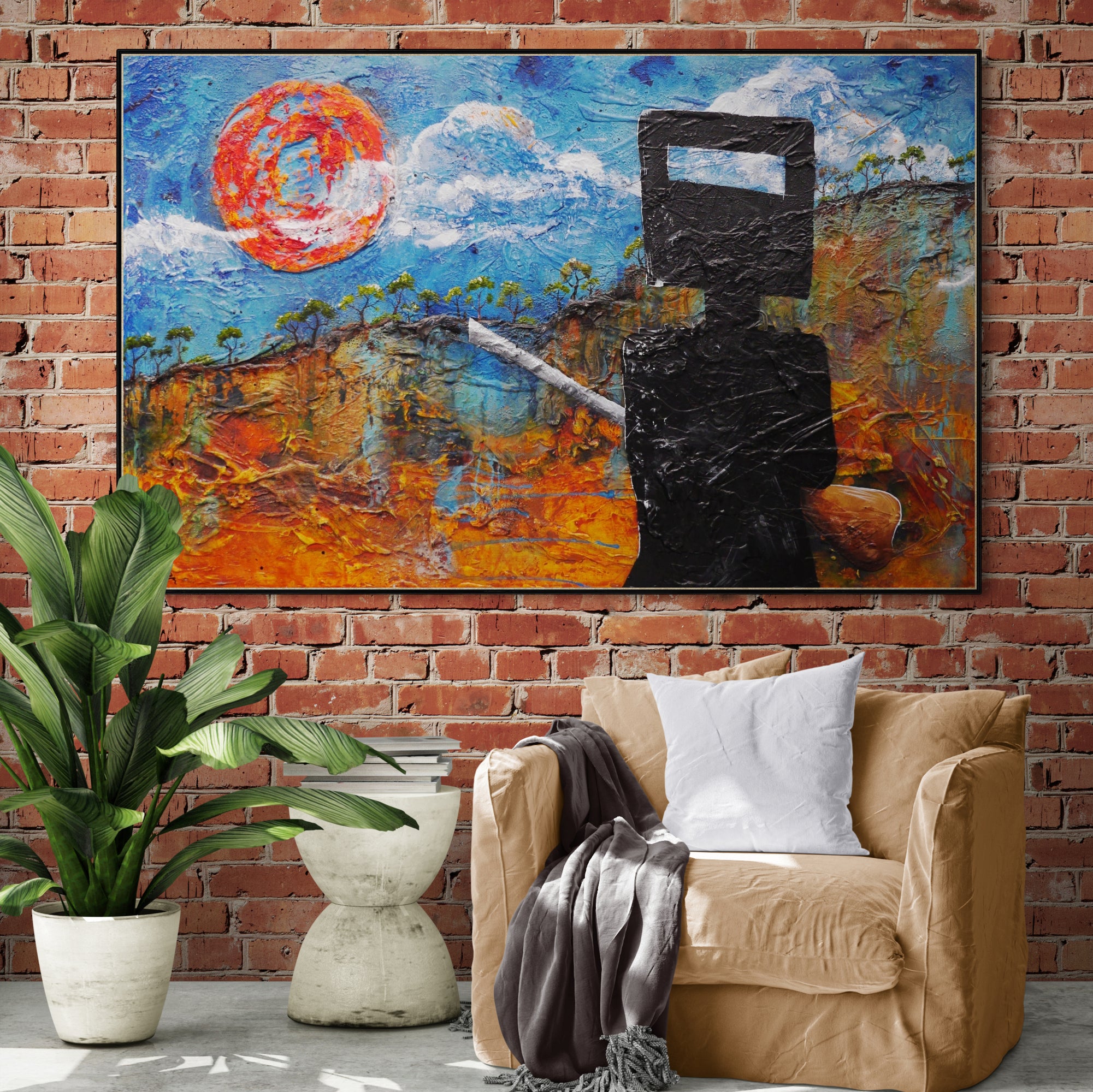 I'd rather be Ned 160cm x 100cm Ned Kelly Abstract Realism Textured Painting (SOLD)-people-Franko-[huge]-[Australian]-[best Selling]-Franklin Art Studio