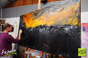 Burnt Horizon 190cm x 100cm Orange Black Abstract Painting-abstract-huge-commission-Art-Franko-Artist-Australian-Franklin Art Studio-gallery
