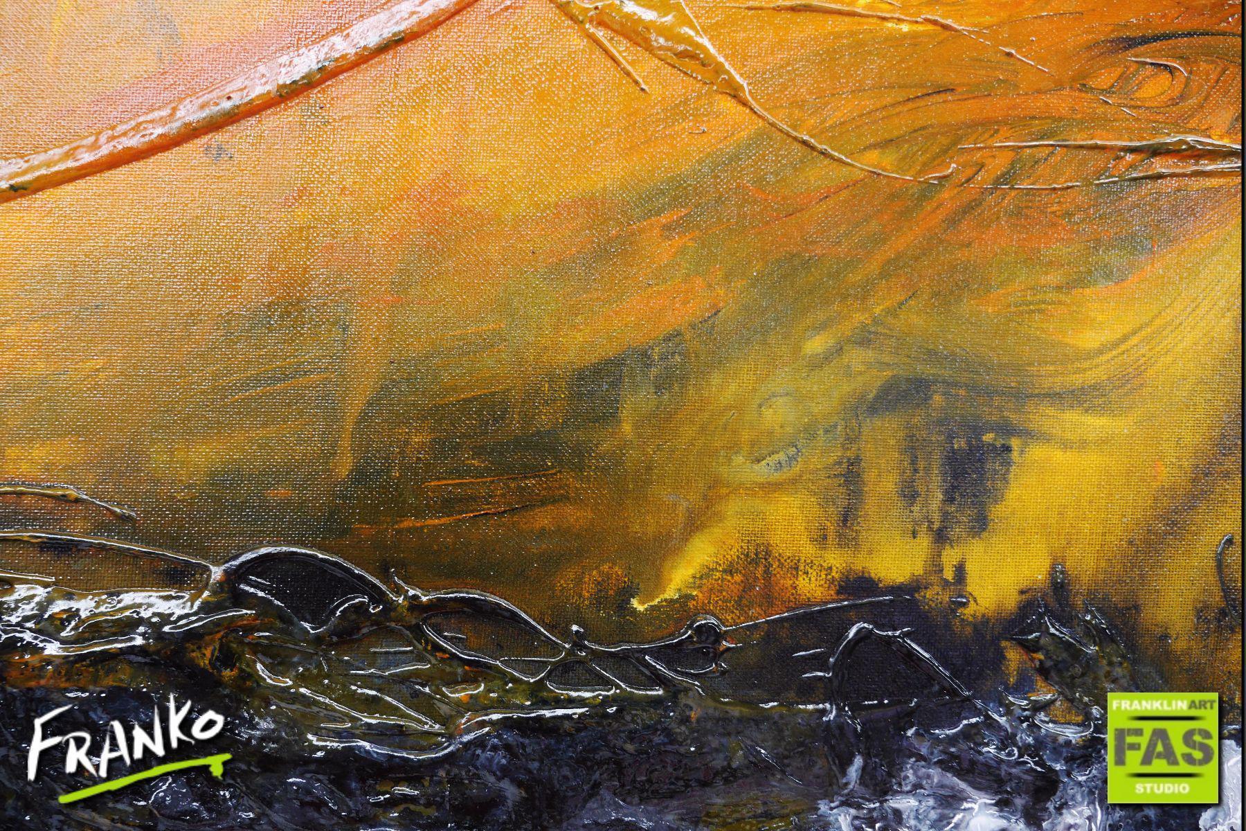 Burnt Horizon 190cm x 100cm Orange Black Abstract Painting