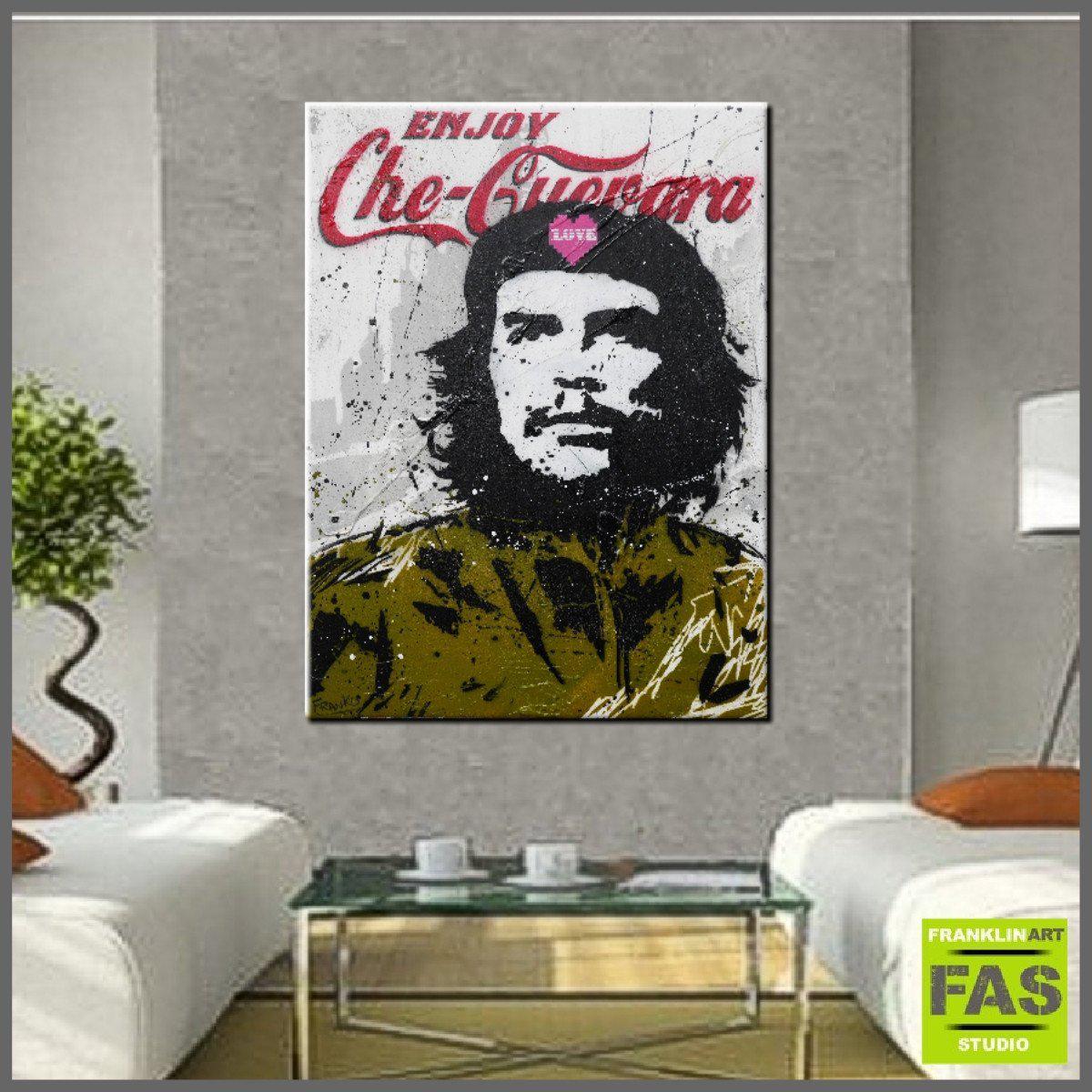 Che's Love Beret 75cm x 100cm Che Guevara Pop Art Painting-urban pop-huge-commission-Art-Franko-Artist-Australian-Franklin Art Studio-gallery