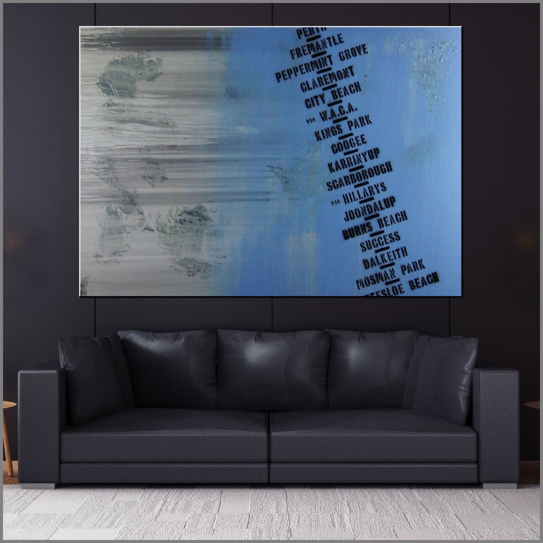 Next Stop WACA 140cm x 100cm Perth Blue Pop Art Painting-urban pop-[Franko Artist]-[Australia]-[Huge Artwork]-[collectable]-Franklin Art Studio