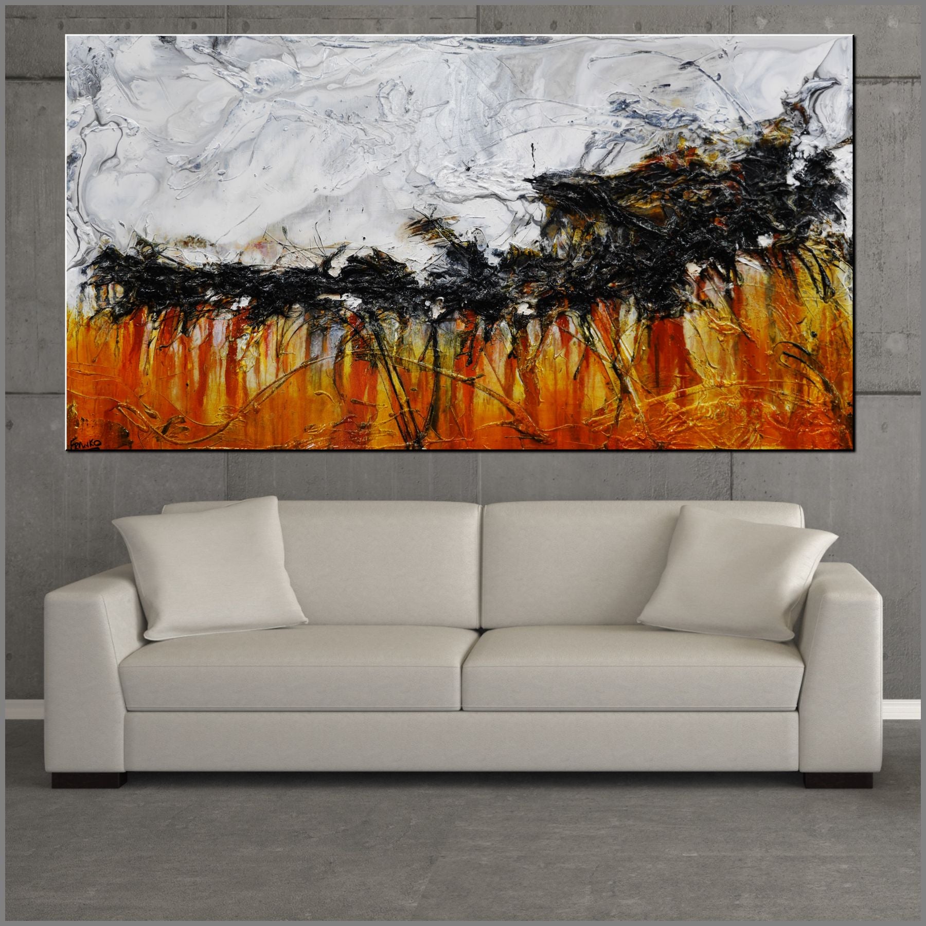 Our Rusted Outback 190cm x 100cm Grey Sienna Textured Abstract Painting-Abstract-huge-commission-Art-Franko-Artist-Australian-Franklin Art Studio-gallery
