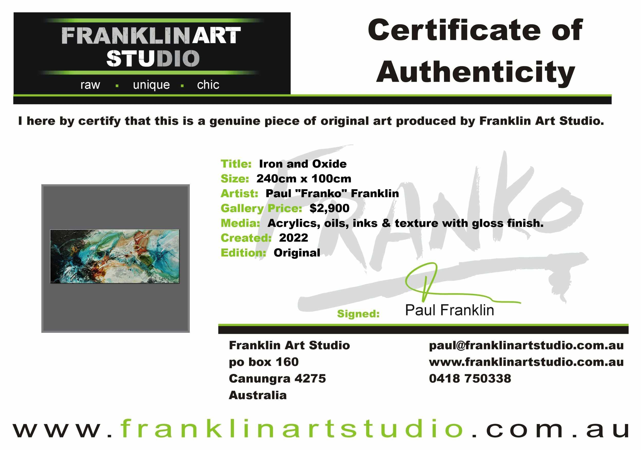 Iron and Oxide 240cm x 100cm Black White Teal Textured Abstract Painting (SOLD)-Abstract-[Franko]-[Artist]-[Australia]-[Painting]-Franklin Art Studio