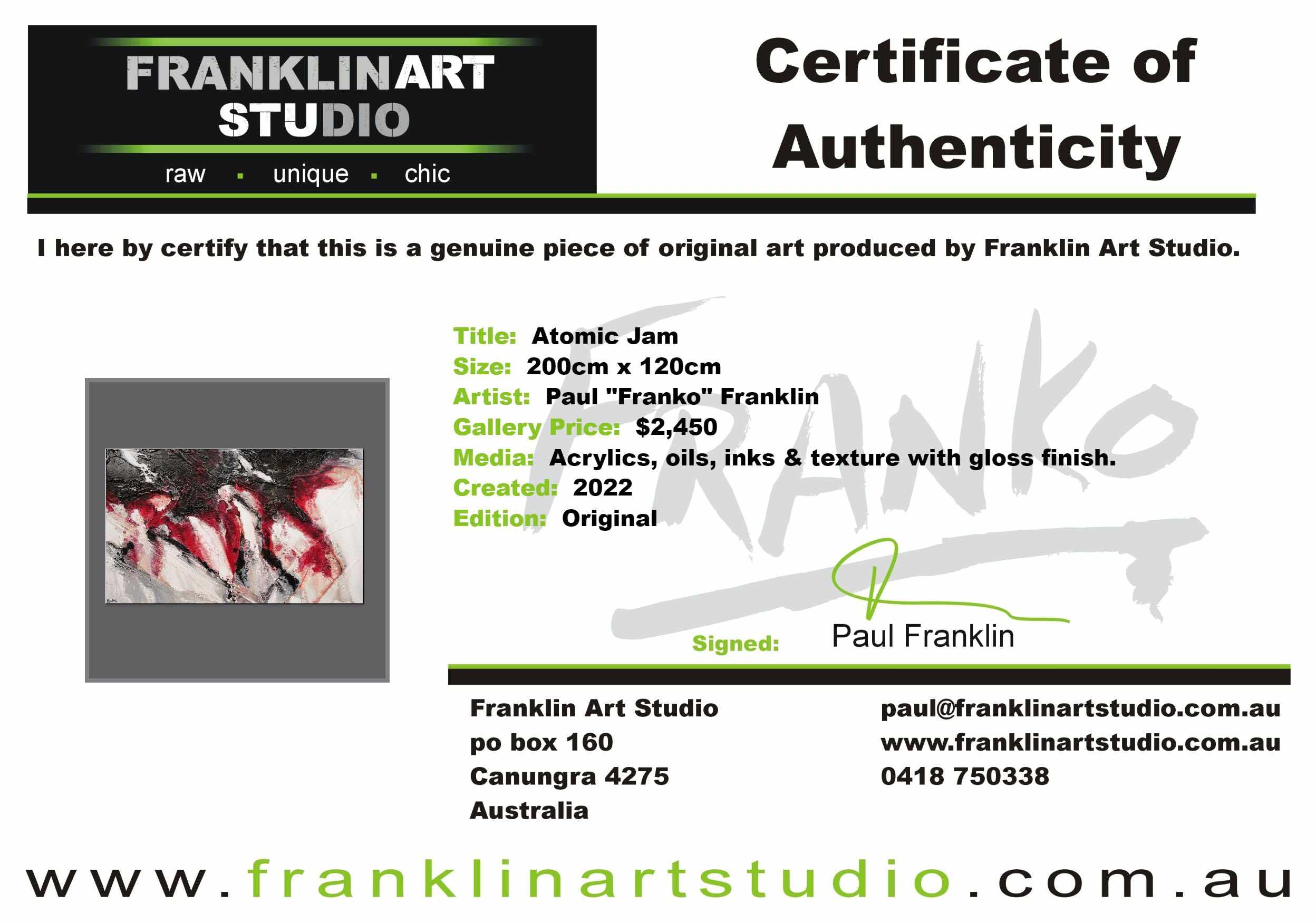 Atomic Jam 200cm x 120cm Red Black White Textured Abstract Painting-Abstract-[Franko]-[Artist]-[Australia]-[Painting]-Franklin Art Studio