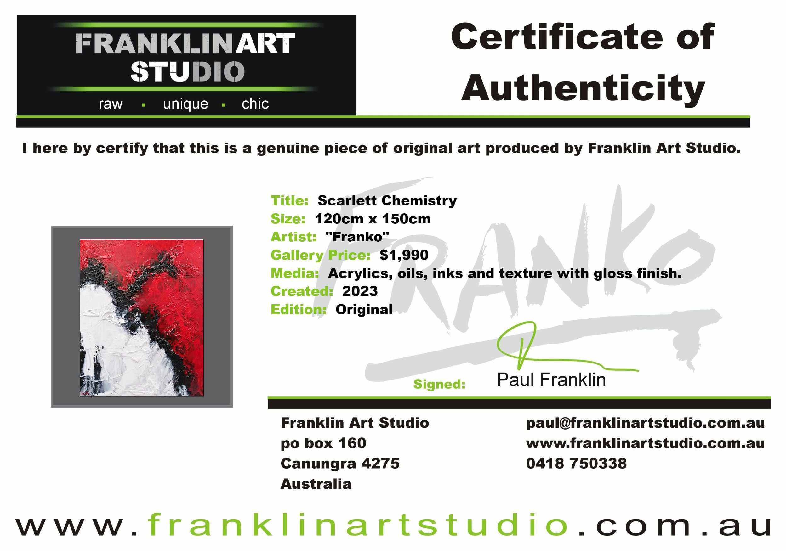 Scarlett Chemistry 120cm x 150cm Black White Red Textured Abstract Painting-Abstract-[Franko]-[Artist]-[Australia]-[Painting]-Franklin Art Studio