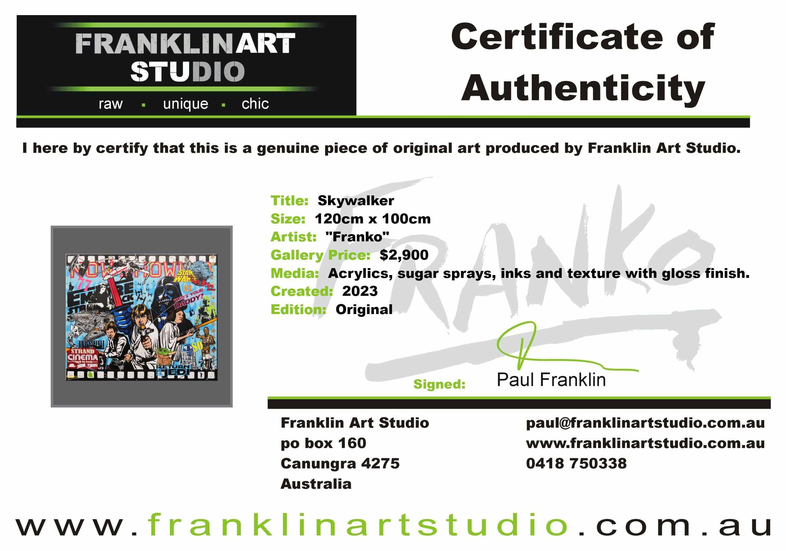 Skywalker 120cm x 100cm Star Wars Textured Urban Pop Art Painting-Urban Pop Art-[Franko]-[Artist]-[Australia]-[Painting]-Franklin Art Studio