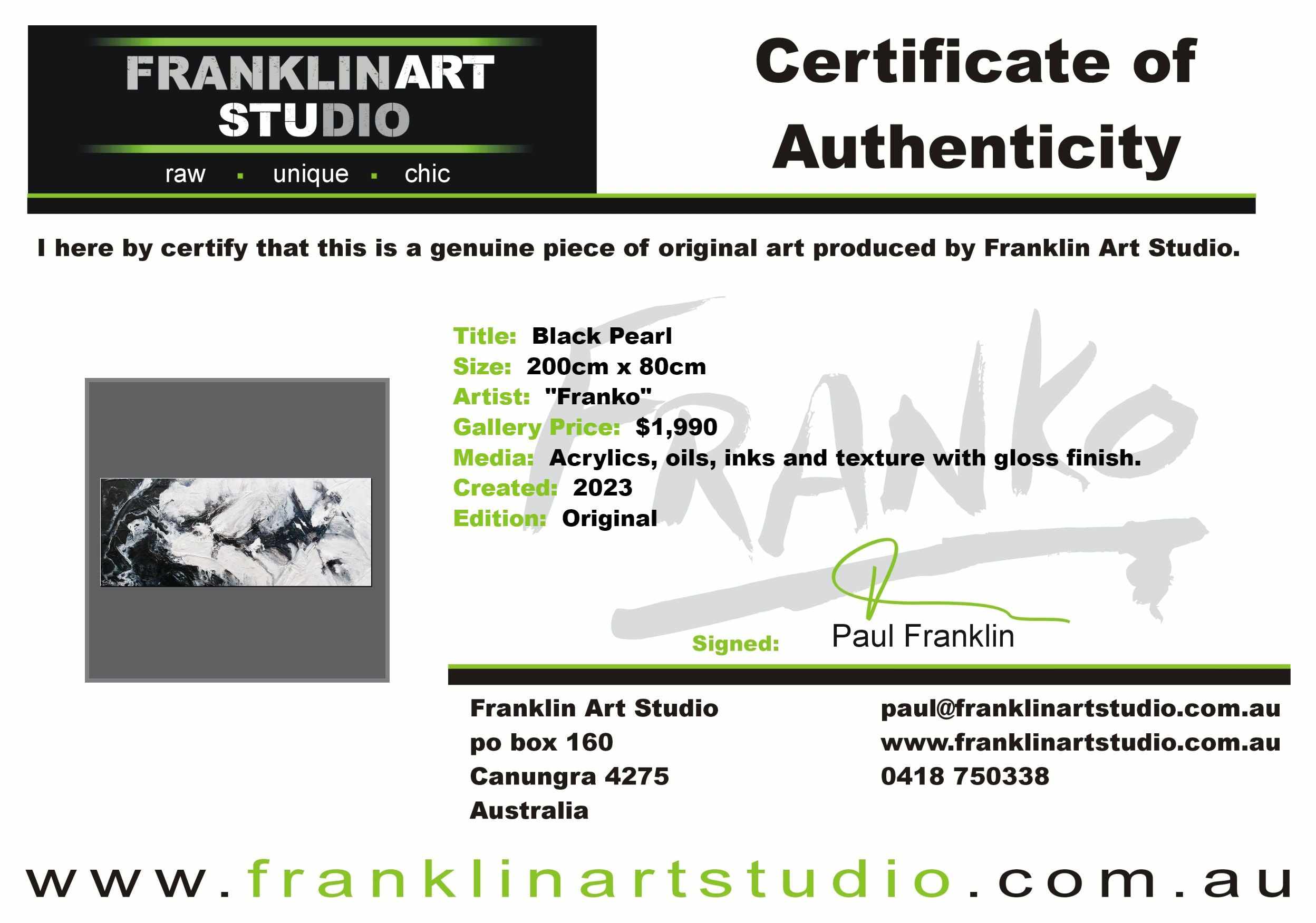 Black Pearl 200cm x 80cm Black White Textured Abstract Painting-Abstract-[Franko]-[Artist]-[Australia]-[Painting]-Franklin Art Studio
