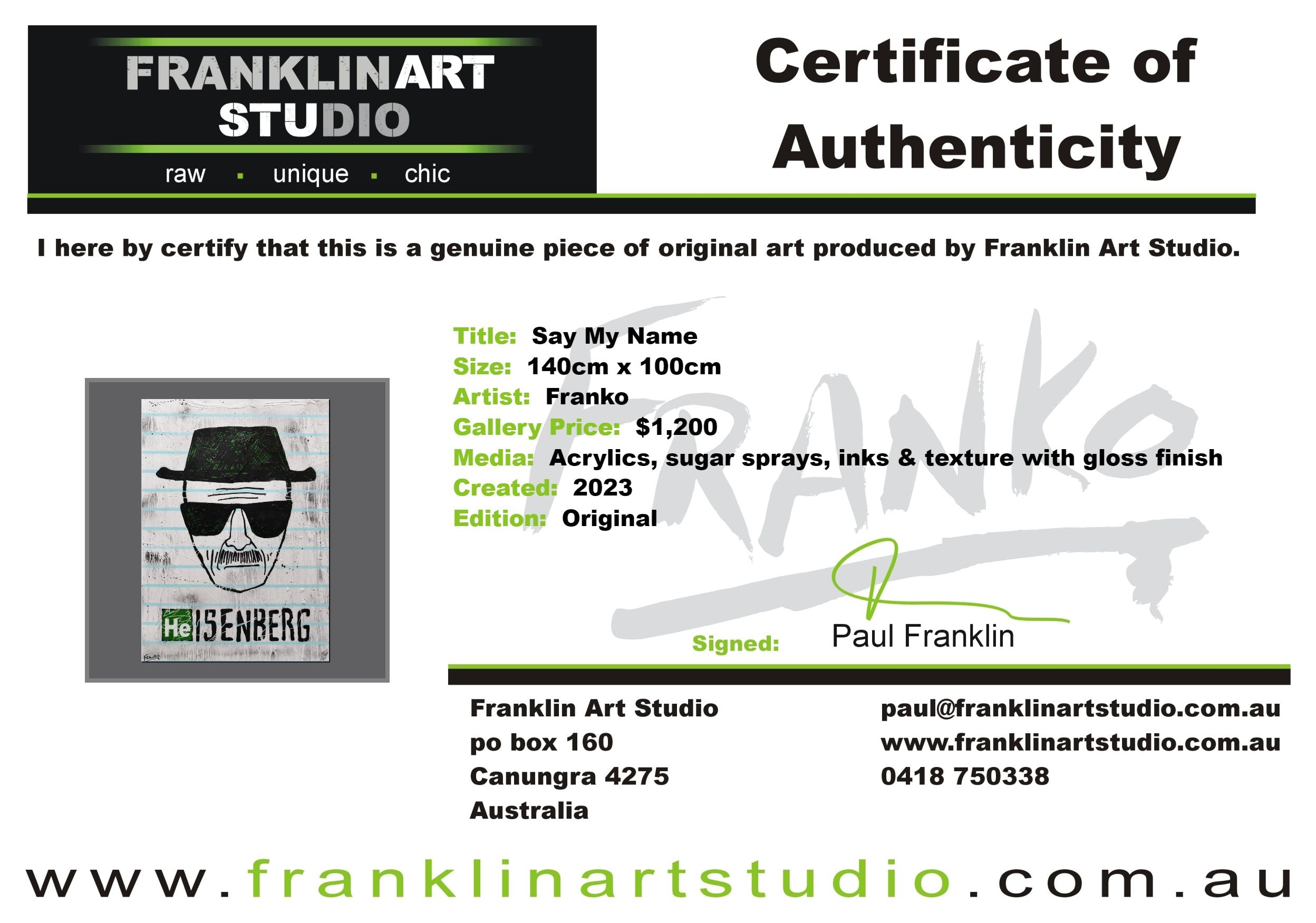 Say My Name 140cm x 100cm Heisenberg Textured Urban Pop Art Painting-Urban Pop Art-[Franko]-[Artist]-[Australia]-[Painting]-Franklin Art Studio