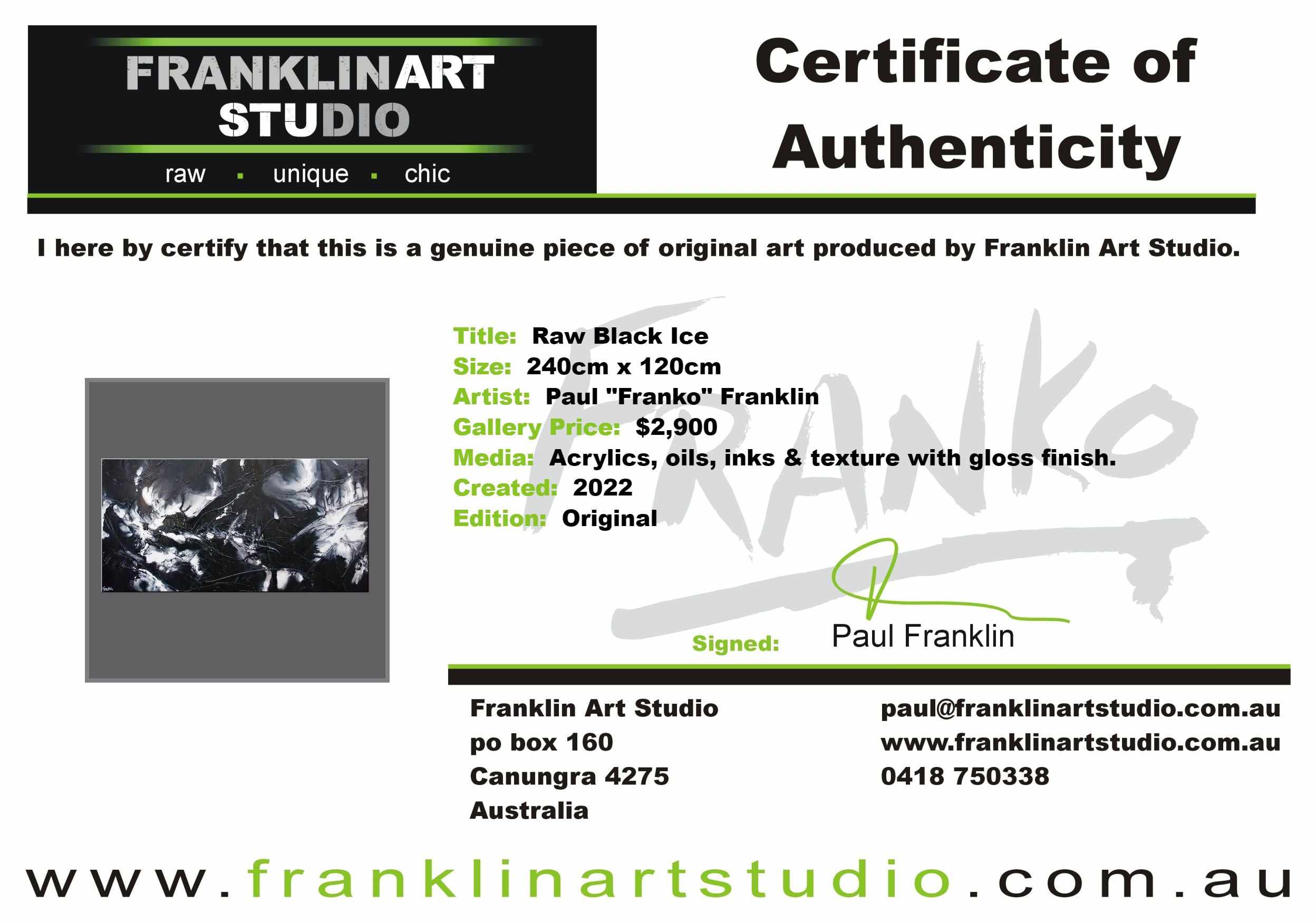 Raw Black Ice 240cm x 120cm Black White Textured Abstract Painting (SOLD)-Abstract-[Franko]-[Artist]-[Australia]-[Painting]-Franklin Art Studio