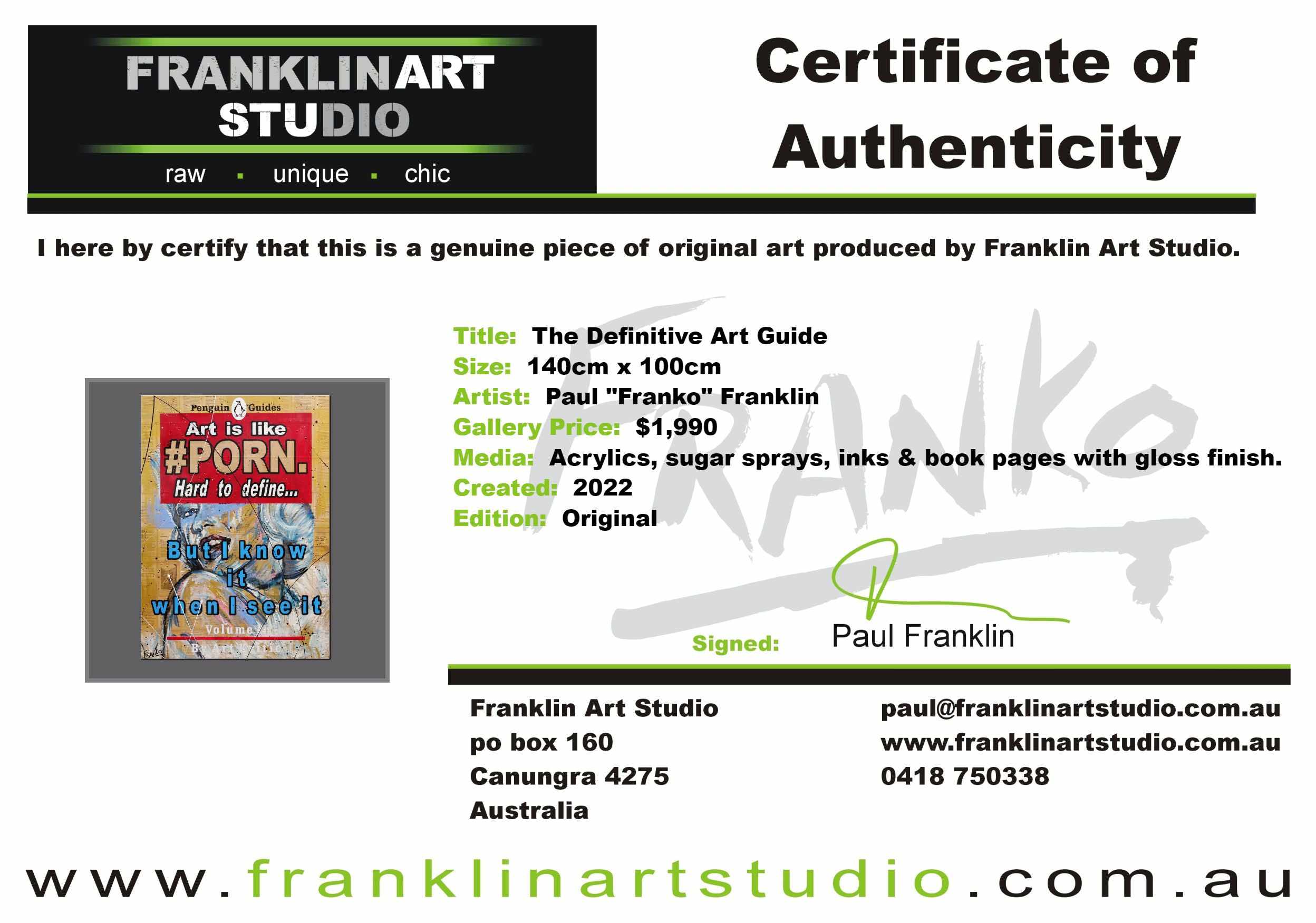 The Definitive Art Guide 140cm x 100cm Art Is Like Porn Urban Pop Book Club Painting-book club-[Franko]-[Artist]-[Australia]-[Painting]-Franklin Art Studio