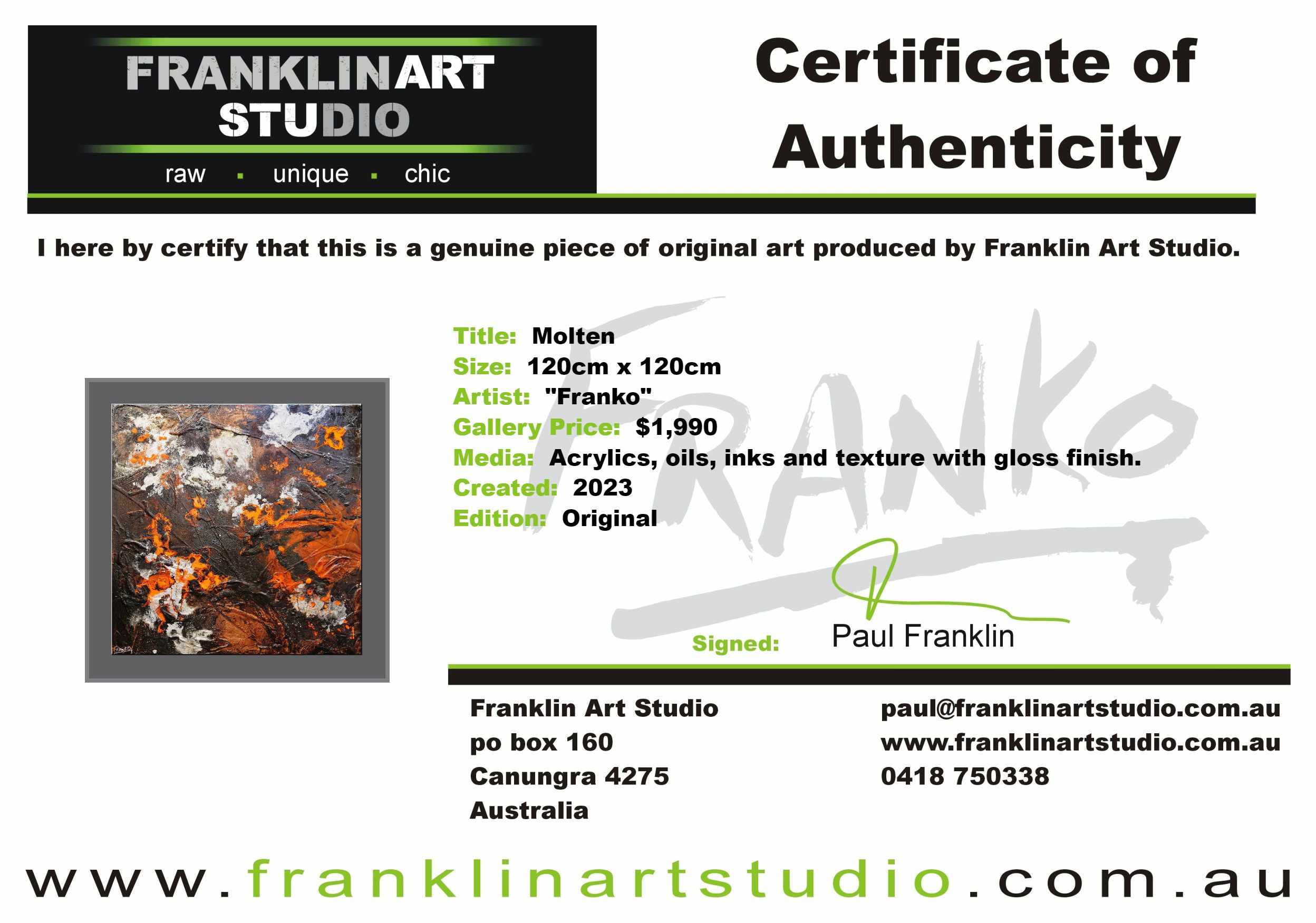 Molten 120cm x 120cm Orange Brown Silver Textured Abstract Painting-Abstract-[Franko]-[Artist]-[Australia]-[Painting]-Franklin Art Studio