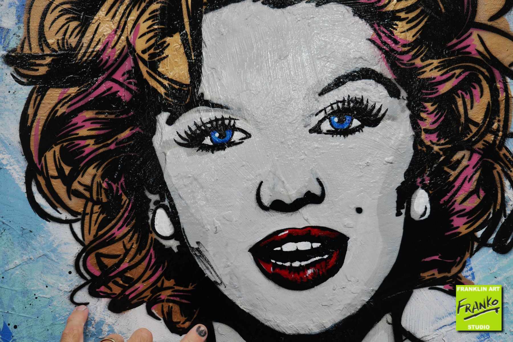 Heroes 140cm x 180cm Marilyn Monroe Boxing Textured Urban Pop Art Painting (SOLD)-urban pop-Franko-[Franko]-[Australia_Art]-[Art_Lovers_Australia]-Franklin Art Studio