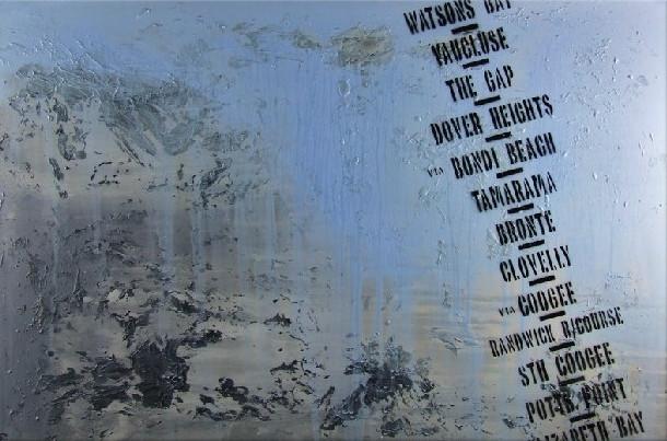 Next Stop Bondi 140cm x 100cm Bondi Blue Pop Art Painting-urban pop-[Franko ]-[Gallery]-[popular]-[Australia]-Franklin Art Studio