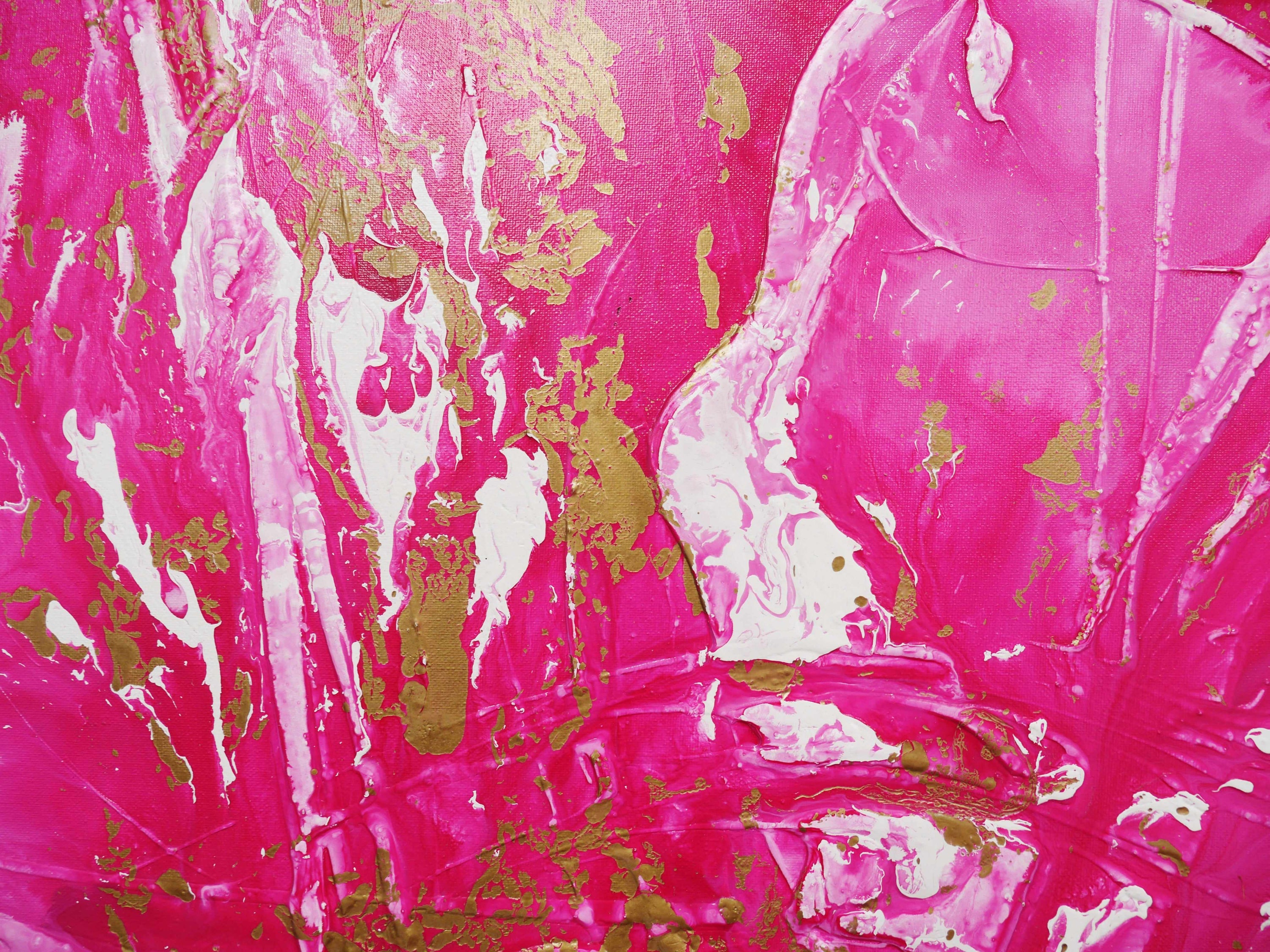 Pink Wild Thing 200cm x 80cm Pink Gold Abstract Painting (SOLD)