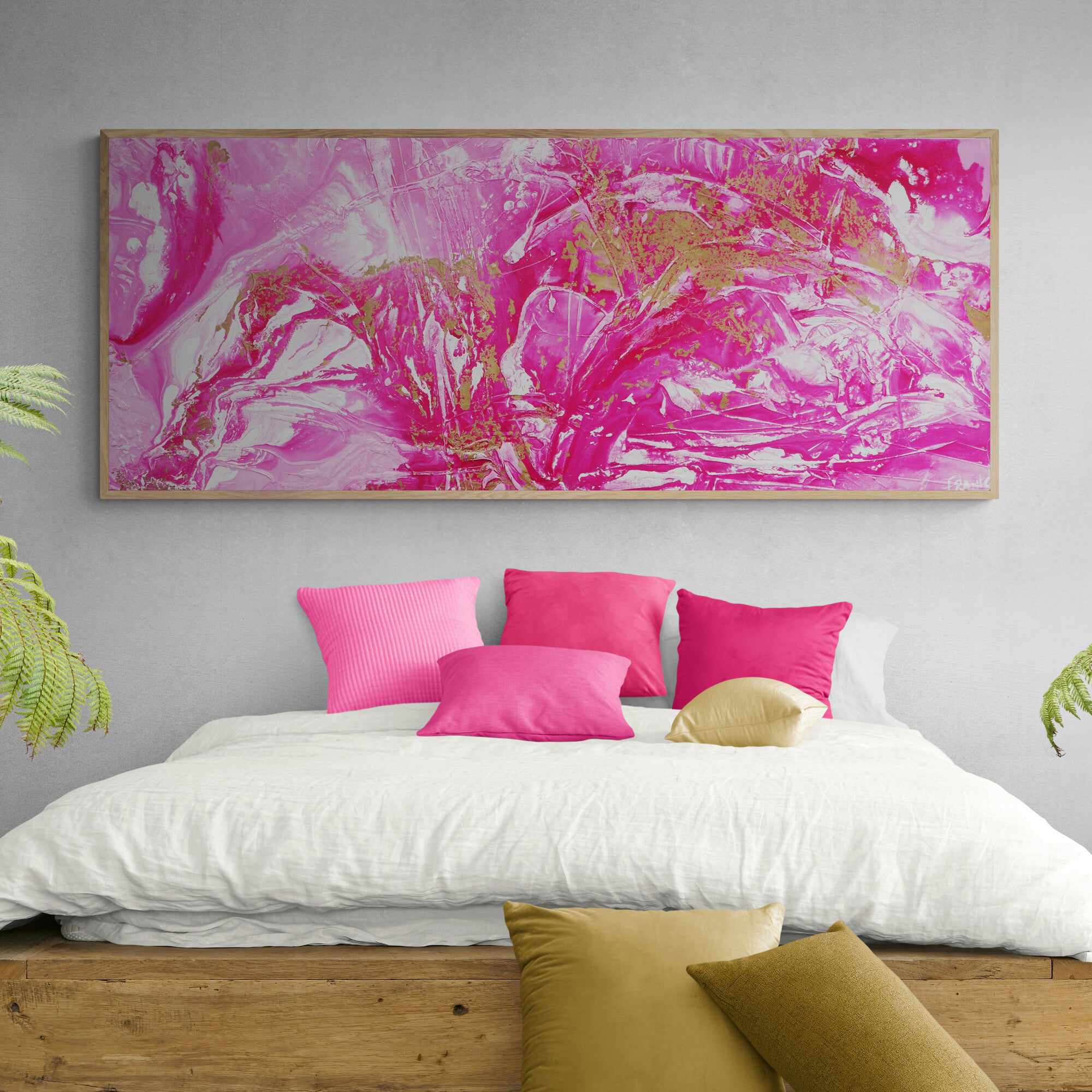 Pink Wild Thing 200cm x 80cm Pink Gold Abstract Painting (SOLD)-abstract-[franko]-[Australian]-[Artist]-[Painting]-Franklin Art Studio