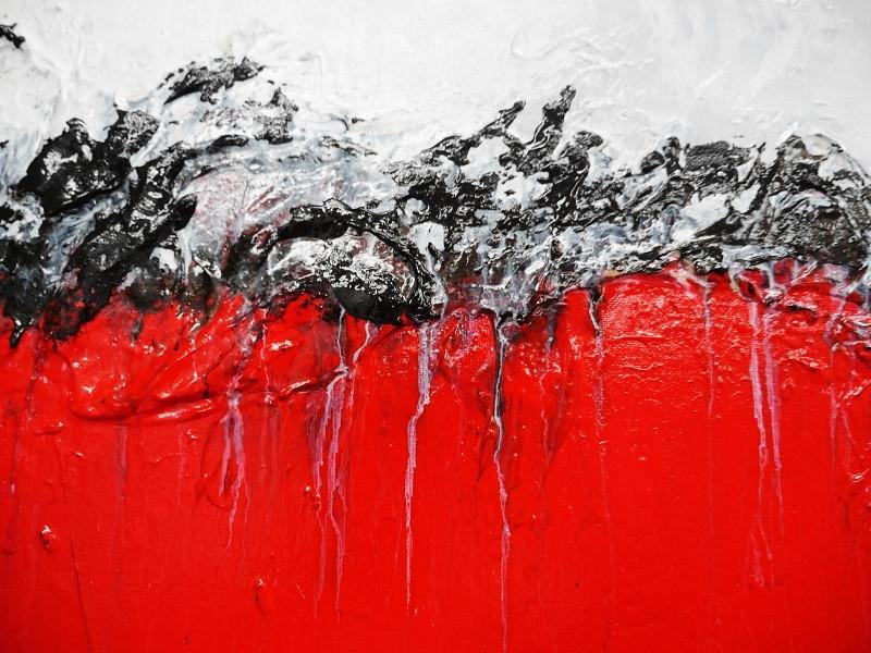 Red Heart 160cm x 60cm Red White Textured Abstract Painting