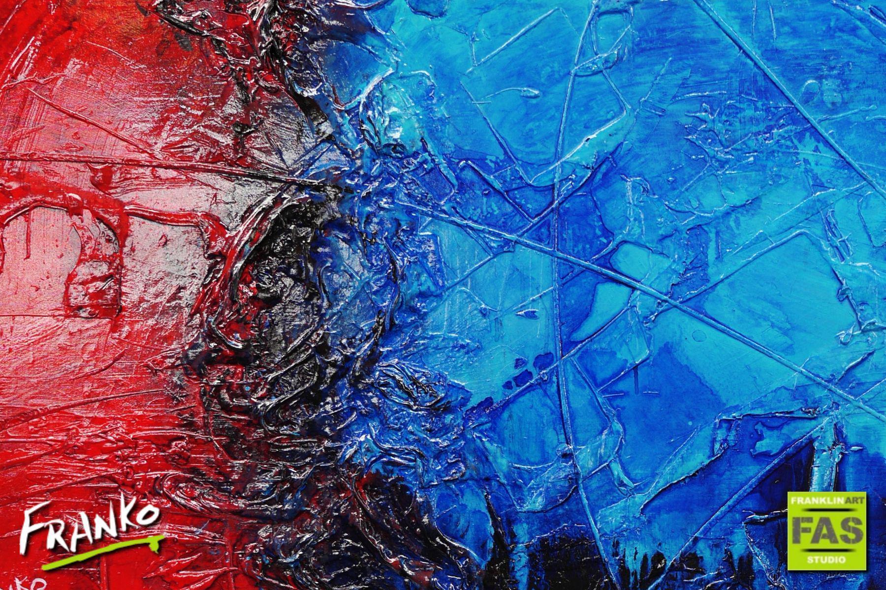 Red Oxygen 160cm x 60cm Blue Red Abstract Painting (SOLD)