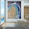 Sapphire Reef 140cm x 180cm Cream Blue Textured Abstract Painting (SOLD)-Abstract-Franko-[Franko]-[huge_art]-[Australia]-Franklin Art Studio
