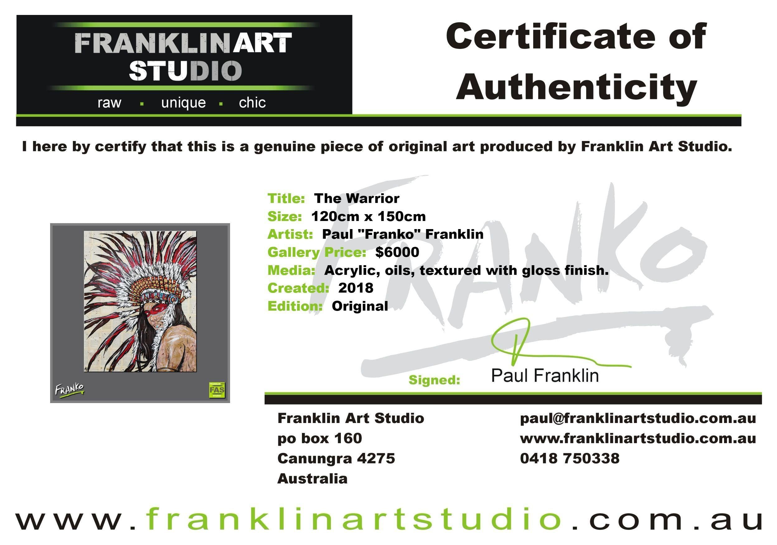 The Warrior 120cm x 150cm Indian Chief Vintage Book Pop art Painting (SOLD)-Abstract-[Franko Artist]-[Cheryl]-[Wendy]-[Gabriela]-Franklin Art Studio